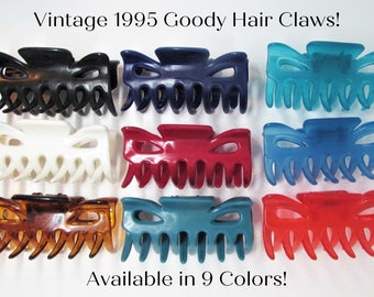 One (1) Vintage 1995 Goody Hair Claw Clip Comb- Colorful Red White Blue Black or Green- Womens Girls Hair Accessory for Thick or Thin Hair