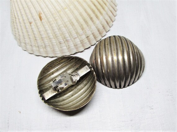 Huge Vintage Silver Circle Oversized Earrings, La… - image 4