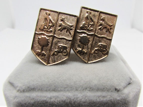 Vintage Gold Shield Cuff-Links- Navy Military Pat… - image 4