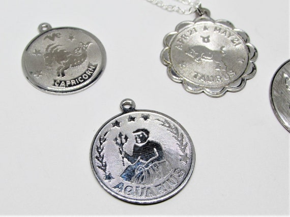 Vintage Sterling Silver Astrology Necklace, Zodia… - image 3