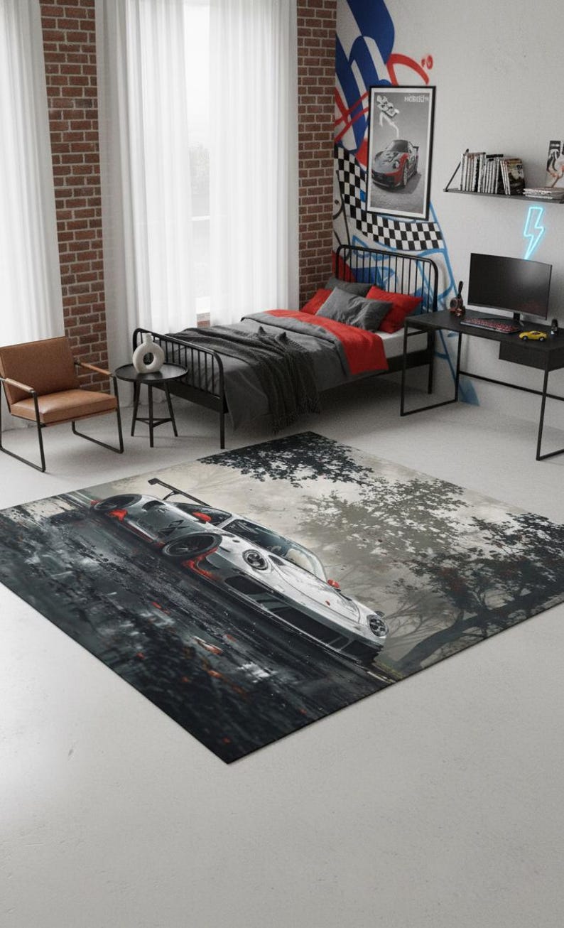 3D Printed Race Car Carpet, High-performance Sportscar Rug, Garage ...