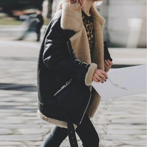 Shearling Suede Bikerjacka - Damskinnkappa bild 6