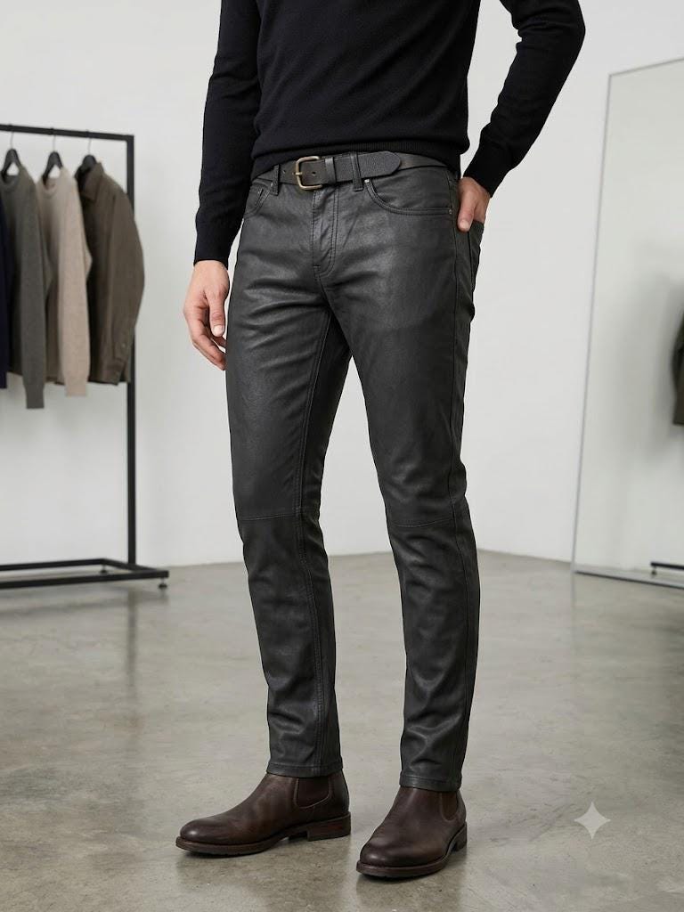 Mens Black Coated Jeans - Etsy