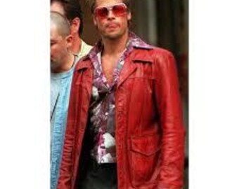 Fight Club Brad Pitt Red Jacket - Red Leather Jacket for Men - Men's leather Coat