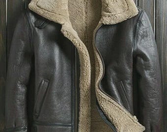 Herren Brown Shearling RAF B3 Bomberjacke - Echter Lammleder Wintermantel