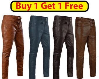 Rindsleder Bikerhose | Jim Morrison Inspirierter Rock Stil | Handgefertigte Herren Gothic Reiter Kleidung
