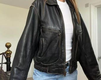 Oversized Bomberjacke aus Schaffellleder – Vintage Aviator Style