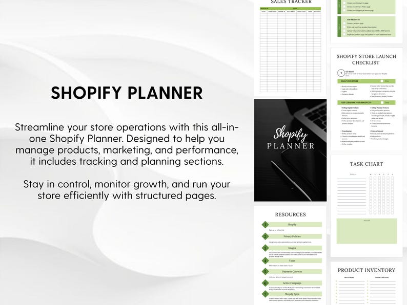 Paquete de planificador de negocios online / Planificador de productos digitales, tiendas Etsy y Shopify / Lanza y haz crecer tu negocio / Plantilla editable de Canva imagen 6