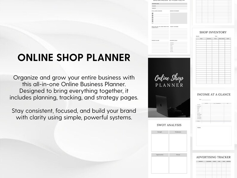 Paquete de planificador de negocios online / Planificador de productos digitales, tiendas Etsy y Shopify / Lanza y haz crecer tu negocio / Plantilla editable de Canva imagen 4