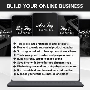 Paquete de planificador de negocios online / Planificador de productos digitales, tiendas Etsy y Shopify / Lanza y haz crecer tu negocio / Plantilla editable de Canva imagen 3