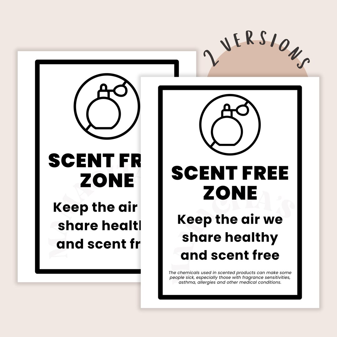 Scent Free Zone Sign Printable, Fragrance Free Office Sign, No Perfume ...