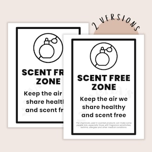 無香料ゾーン標識（印刷可能） | 無香料オフィスポリシー | アレルギー警告教室標識 | 診療所・保育所の無香料ポスター