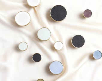 Gałki do szuflad - Mosiężne gałki do szafek - Kolorowy uchwyt ze skóry - Gałka do szafek nocnych