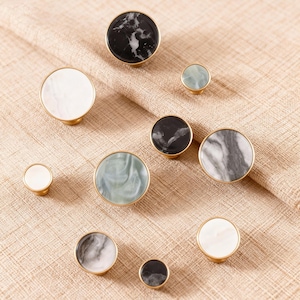 Round Brass Cabinet Knobs - Art Deco Dresser Drawer Pulls