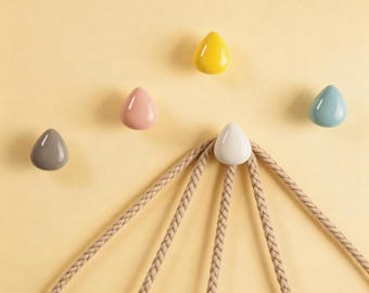 Gancho de pared de cerámica con forma de lágrima, almacenamiento moderno para el hogar.