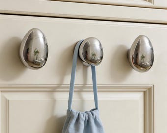 Gancho con forma de gota de agua plateada, gancho decorativo moderno para colgar