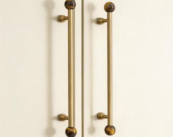 Tirador de armario de latón y cristal vintage, tirador de cajón de bronce antiguo, herrajes para armario.