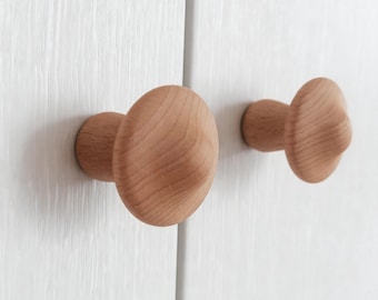 Tirador de armario de madera con forma de seta, tirador de cajón de madera, herrajes de armario de estilo rústico encantador