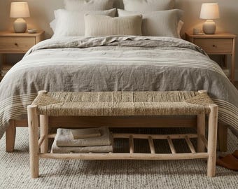 Banc avec rangement, bancs en rotin, banc de bout de lit