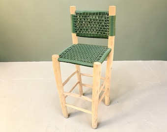 Tabourets de bar marocains avec dossier, chaises de cuisine tressées hauteur hauteur, tabouret pivotant