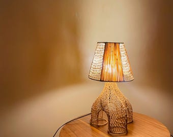 Lampe de table en raphia, lampes de chevet, lampes de chambre à coucher, lampe de salle à manger
