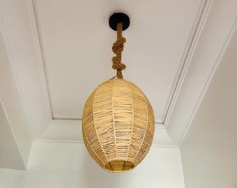 Suspension en raphia, abat-jour suspendu en raphia, éclairage bohème marocain