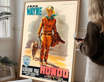 Vintage Western Movie Poster, Classic Wayne Cowboy Film Art, Gift for Western Fans