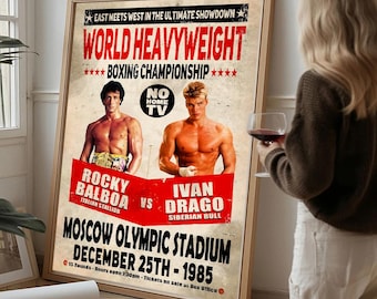 Rocky Balboa Poster, Rocky Movie Print, Stallone Fan Gift, Vintage Boxing Style Wall Art