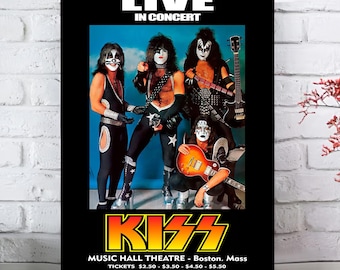 Kiss Concert Poster | Rock Band Vintage Wall Art | Classic Glam Rock Gig Print