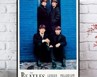 Vintage 1960s Beatles London Palladium Poster – Retro Rock Music Art