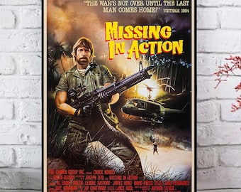Chuck Norris Poster - Missing in Actionfilm Wandkunst - Klassischer Filmdruck – Heimkinodekor