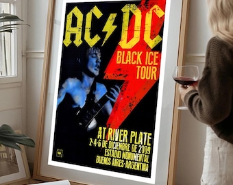 AC/DC Poster, Black Ice Tour, Stadium Rock Wall Art | Concert Memorabilia Print
