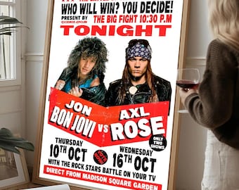 Axl Rose - Bon Jovi Poster, 80s Rock Wall Art, Vintage Art Print