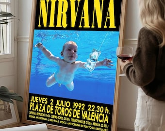 Nirvana Concert Poster |  90s Grunge Concert Poster | Retro Rock Wall Art | Classic Band Print | Music Room Decor, Live Concert Poster