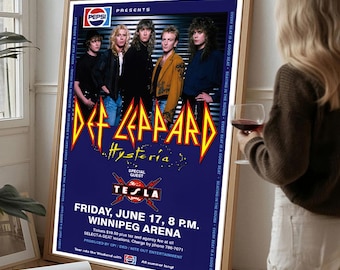 Def Leppard Poster | Vintage 80s Rock Concert Wall Art | Retro Band Print