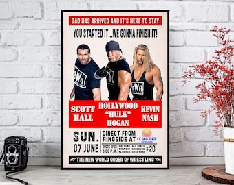 Vintage NWO Hulk Hogan Poster, Wrestling Legends Retro Wall Art Print