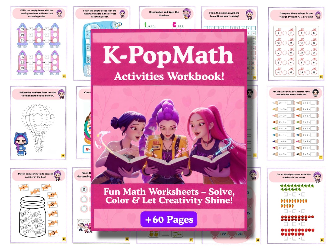 K-pop Math Worksheets PDF | Printable Kids Activities Workbook | Fun ...