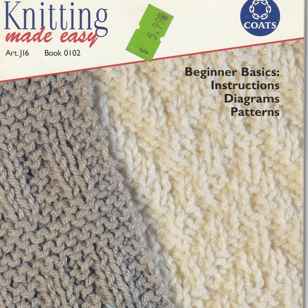 Knitting Made Easy Book No. 0102 by Coats & Clark - Cushions - Hat- Scarf - Toddler and Cardigan - HOW TO BOOK