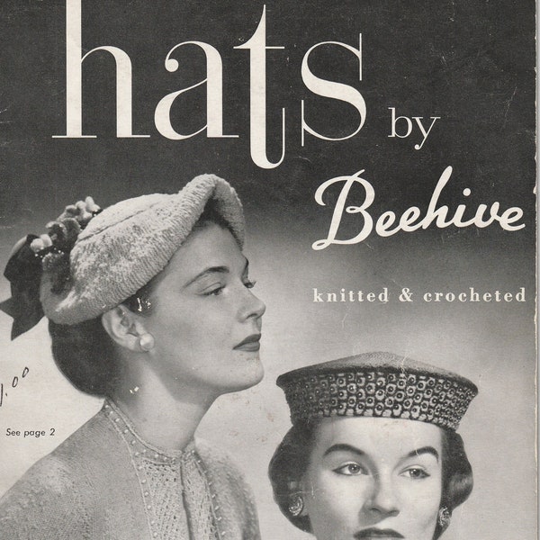 Vintage Hats by Beehive Knitted and Crocheted Series N. 61 1950's PDF