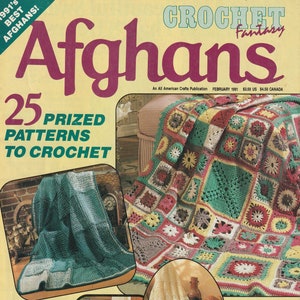 Vintage Crochet Fantasy Afghans -25 Prized Patterns to Crochet - Feb 1991 PDF Digital Download