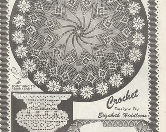 Vintage Crochet Book - Designs by Elizabeth Hiddleson - Vol. 30 - Crochet Doily- TV/Dresser Scarf - Illustrated.- PDF