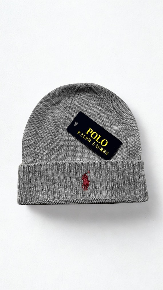 Ralph Lauren Unisex Grey Beanie Winter Hat Red Pony - Etsy display picture 2