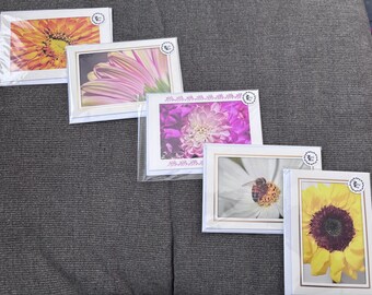 Tarjetas de felicitación con fotos y flores variadas (paquete de 5)