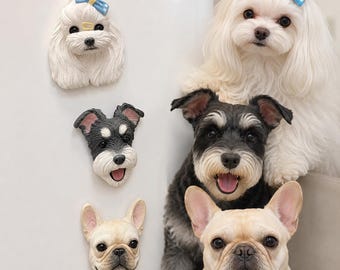 Custom 3D Pet Portrait Magnet, Hand-Painted Dog Cat Face Fridge Keepsake