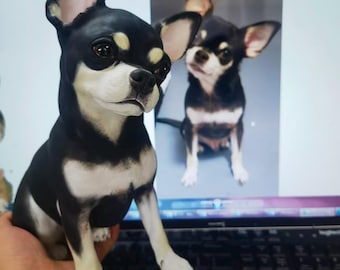 Custom Pet Statue from Photo, Hand-Painted Full-Body Dog or Cat Figurine