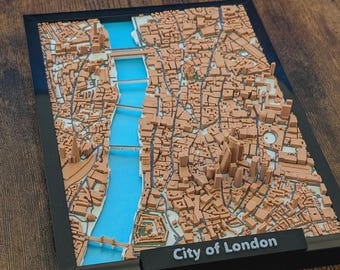 3D miniatuurkaart van Londen, topografisch ontwerp (muur- of tafeldecoratie)