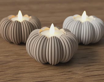Portacandele a forma di zucca – Stile Japandi – Stampa 3D – Decorazione autunnale moderna
