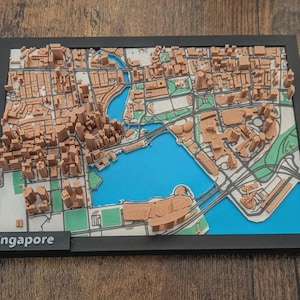 Singapur en miniatura 3D: maqueta detallada de la ciudad | Decoración del horizonte impresa en 3D | Ciudad arquitectónica en miniatura
