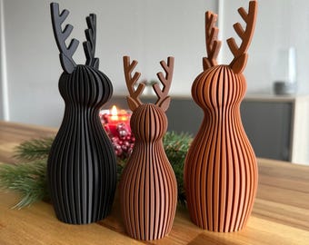 Reno japonés moderno: decoración minimalista de invierno y Navidad – Impresión 3D – Diseño escandinavo