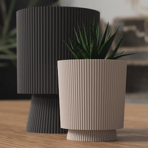 Maceta autorriego con bandeja de goteo – moderna jardinera de estilo Japandi – Impresión 3D – Maceta minimalista